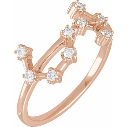 14K Gold Natural Diamond Constellation Rings - Stylish Zodiac Jewelry Collection