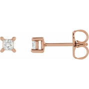 14K Rose 2.5 mm Square 1/5 CTW Lab-Grown Diamond Earrings
