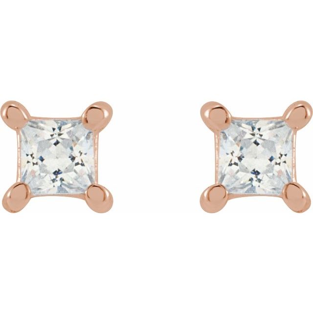 14K Rose 2.5 mm Square 1/5 CTW Lab-Grown Diamond Earrings