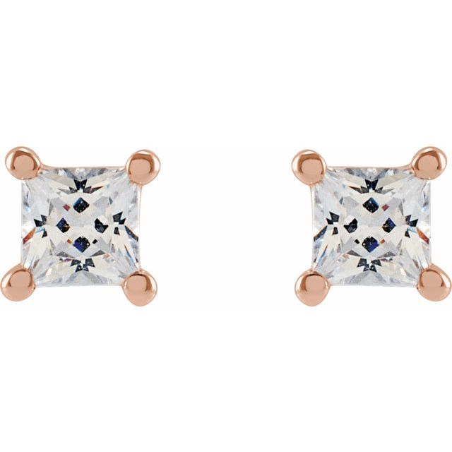 14K Rose 2.75 mm Square 1/4 CTW Lab-Grown Diamond Earrings