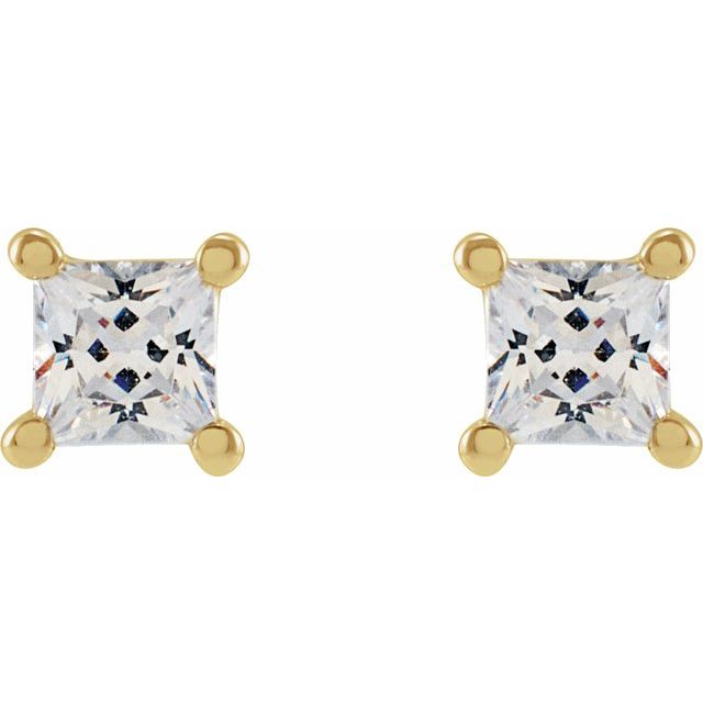 14K Yellow 3.9 mm Square 3/4 CTW Lab-Grown Diamond Earrings