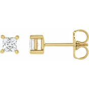 14K Yellow 3.9 mm Square 3/4 CTW Lab-Grown Diamond Earrings