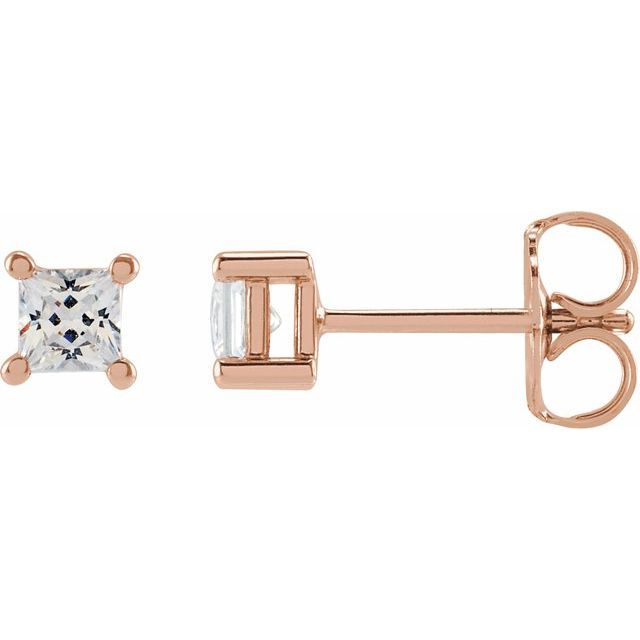 14K Rose 2.75 mm Square 1/4 CTW Lab-Grown Diamond Earrings