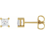 14K Yellow 3.5 mm Square 1/2 CTW Lab-Grown Diamond Earrings