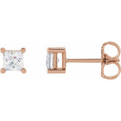 14K Rose 3.5 mm Square 1/2 CTW Lab-Grown Diamond Earrings