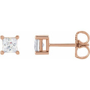 14K Rose 3.5 mm Square 1/2 CTW Lab-Grown Diamond Earrings