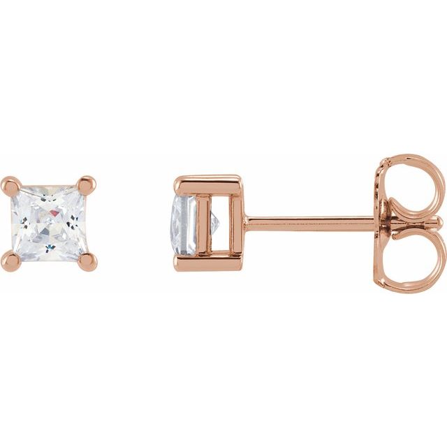14K Rose 3.5 mm Square 1/2 CTW Lab-Grown Diamond Earrings