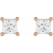 14K Rose 3.9 mm Square 3/4 CTW Lab-Grown Diamond Earrings