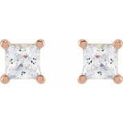 14K Rose 3.5 mm Square 1/2 CTW Lab-Grown Diamond Earrings