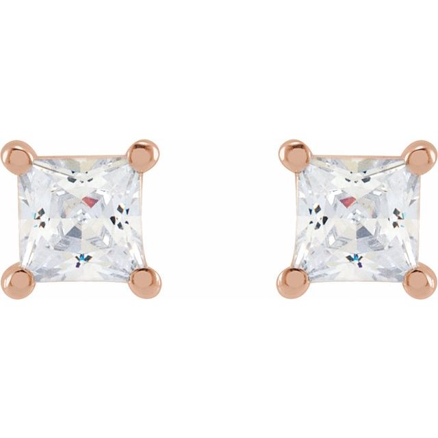 14K Rose 3.5 mm Square 1/2 CTW Lab-Grown Diamond Earrings