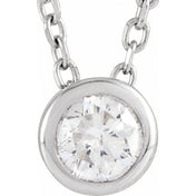 Sterling Silver 3/4 CT Lab-Grown Diamond Bezel-Set 16-18" Necklace