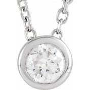 Sterling Silver 3/4 CT Lab-Grown Diamond Bezel-Set 16-18" Necklace
