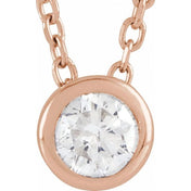 14K Lab-Grown Diamond Bezel-Set Necklace 16-18" with 1/2 to 3/4 CT Diamonds