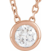 14K Lab-Grown Diamond Bezel-Set and Crescent Moon Necklace 16-18" Length
