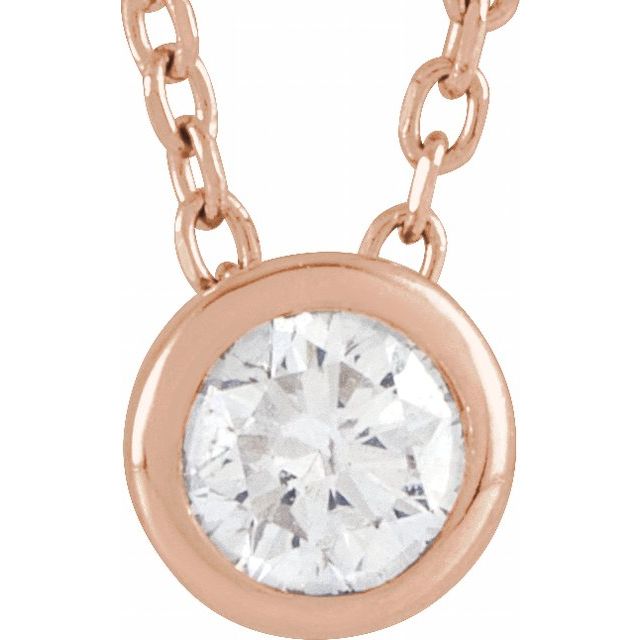 14K Lab-Grown Diamond Bezel-Set and Crescent Moon Necklace 16-18" Length