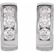 Sterling Silver 1/5 CTW Natural Diamond 10 mm Hinged Hoop Earrings