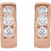 14K Rose 1/5 CTW Natural Diamond 10 mm Hinged Hoop Earrings