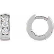 14K White 1/5 CTW Natural Diamond 10 mm Hinged Hoop Earrings