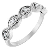 Sterling Silver .07 CTW Natural Diamond Evil Eye Stackable Ring