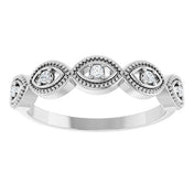 Sterling Silver .07 CTW Natural Diamond Evil Eye Stackable Ring