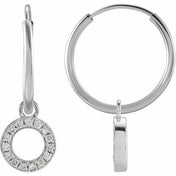14K White .04 CTW Natural Diamond Single Initial O Hoop Earring