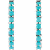 Sterling Silver Natural Turquoise 20 mm Huggie Hoop Earrings