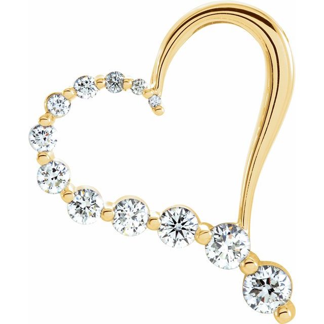 14K Yellow Journey 1 CTW Natural Diamond Heart Pendant