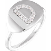 14K White 1/10 CTW Natural Diamond Initial D Ring