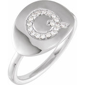 14K White 1/10 CTW Natural Diamond Initial Q Ring