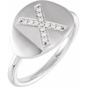 14K White .08 CTW Natural Diamond Initial X Ring