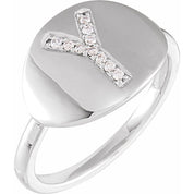 14K White .06 CTW Natural Diamond Initial Y Ring