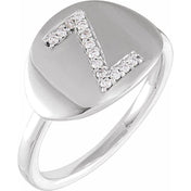 14K White 1/10 CTW Natural Diamond Initial Z Ring