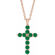 14K Rose Lab-Grown Emerald 16-18" Necklace