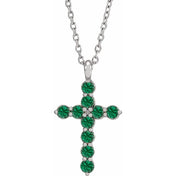 Platinum Lab-Grown Emerald 16-18" Necklace