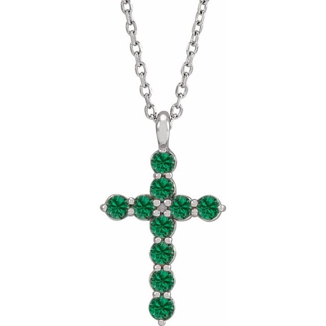 Platinum Lab-Grown Emerald 16-18" Necklace