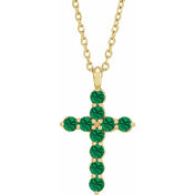 14K Yellow Lab-Grown Emerald 16-18" Necklace