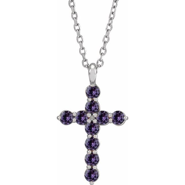 Platinum Lab-Grown Alexandrite 16-18" Necklace