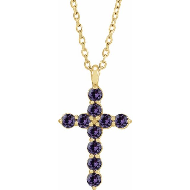 14K Yellow Lab-Grown Alexandrite 16-18" Necklace