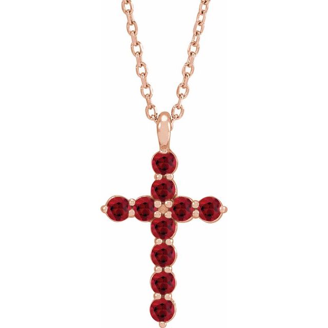 14K Rose Lab-Grown Ruby 16-18" Necklace