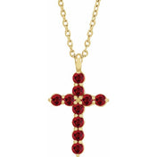14K Yellow Lab-Grown Ruby 16-18" Necklace