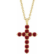14K Yellow Lab-Grown Ruby 16-18" Necklace