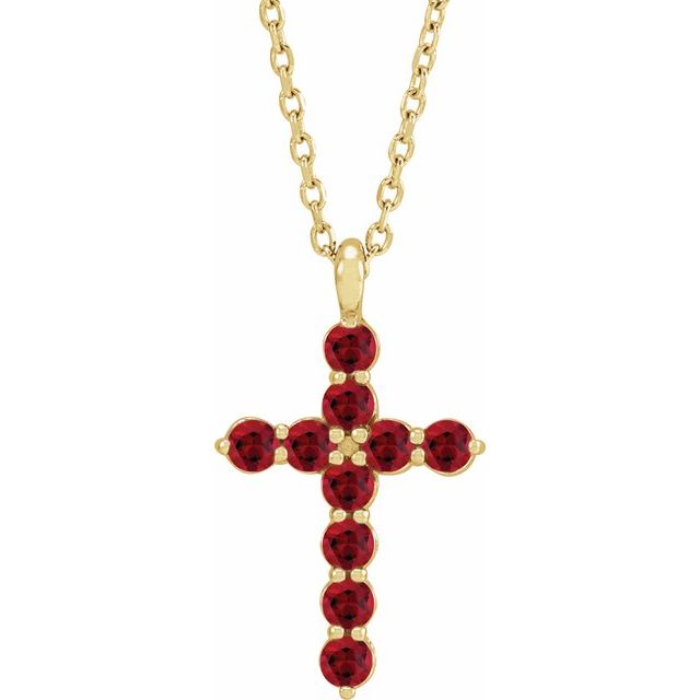 14K Yellow Lab-Grown Ruby 16-18" Necklace