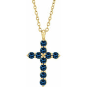 14K Yellow Lab-Grown Blue Sapphire 16-18" Necklace