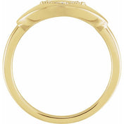 14K Yellow .08 CTW Natural Diamond Initial V Ring