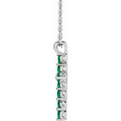 14K White Lab-Grown Emerald 16-18" Necklace