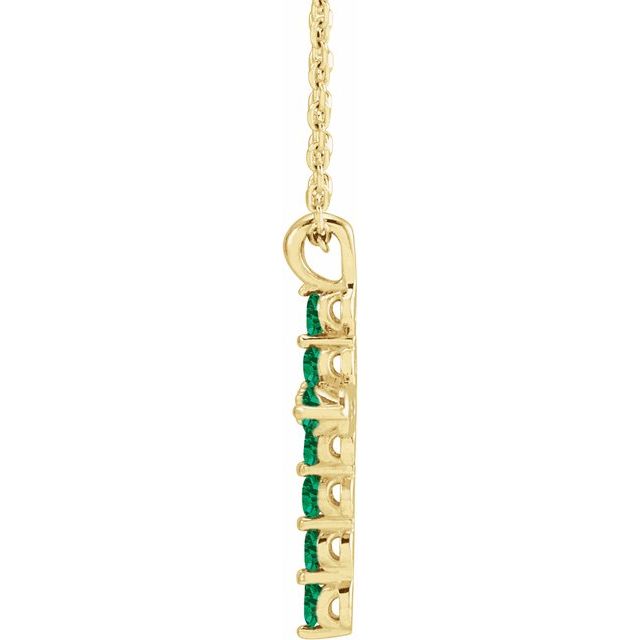 14K Yellow Lab-Grown Emerald 16-18" Necklace