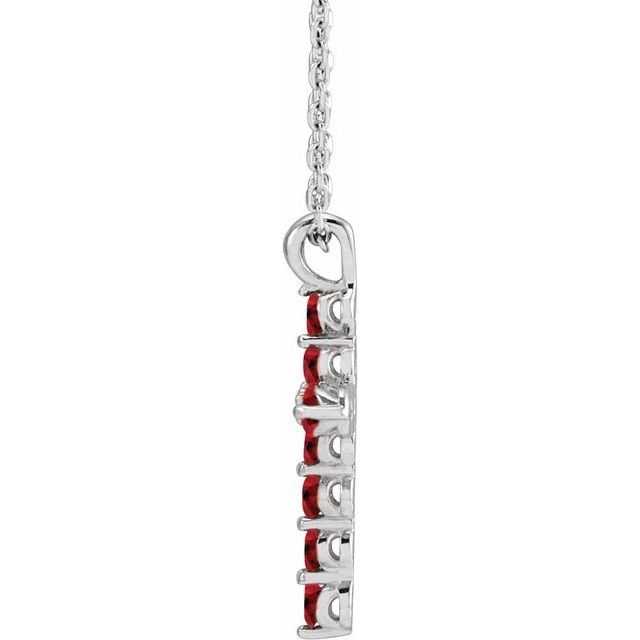 14K White Lab-Grown Ruby 16-18" Necklace