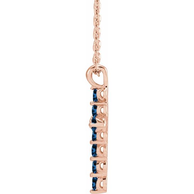 14K Rose Lab-Grown Blue Sapphire 16-18" Necklace