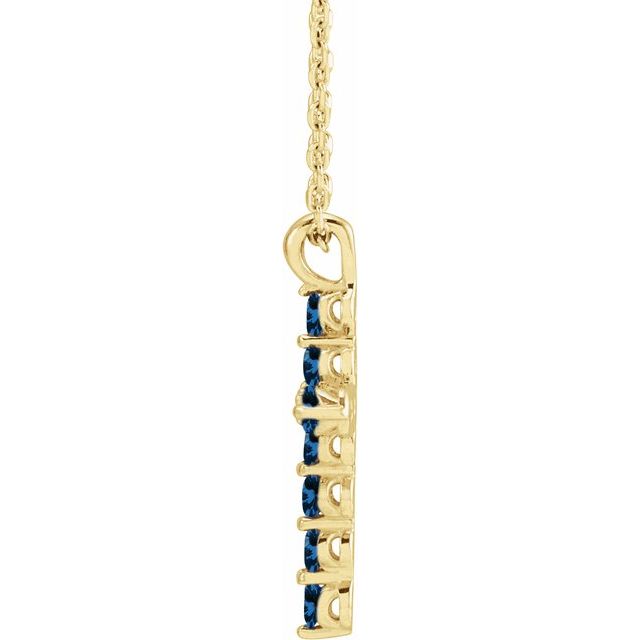 14K Yellow Lab-Grown Blue Sapphire 16-18" Necklace