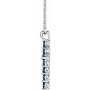 14K White Lab-Grown Blue Sapphire 16-18" Necklace